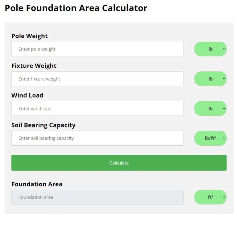 Pole Foundation Area Calculator