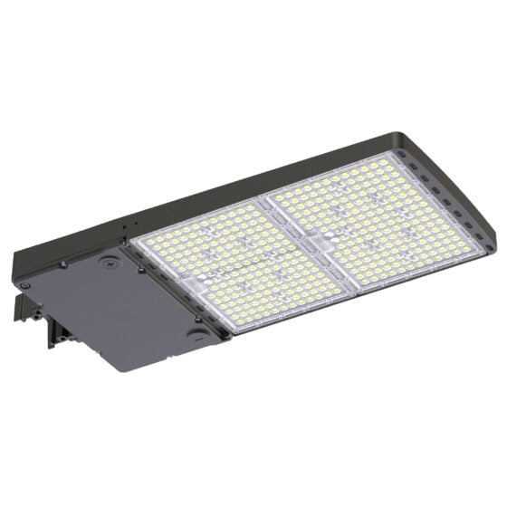 300 / 400 / 500 Watt Adjustable LED Parking Lot Light: front view
