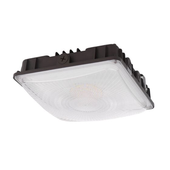 30 / 45 / 63 Watt Adjustable LED Canopy Light: bronze finish front view