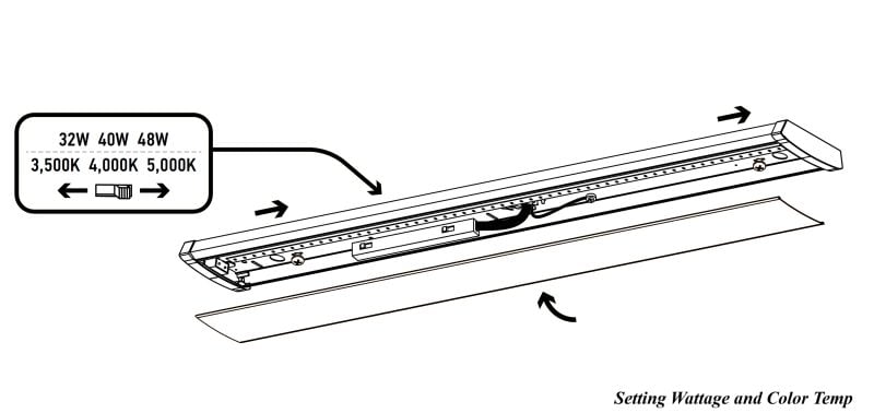 32 / 40 / 48 Watt Power and Color Adjustable LED Wraparound Light Settings