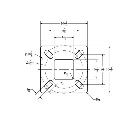 30 Foot Square Fiberglass Light Pole: base plate dimensions