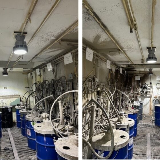 50 Watt Round Explosion Proof LED Light: installation in paint booth