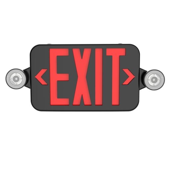 5 Watt Emergency Light and Exit Sign: angled view showing dual light heads