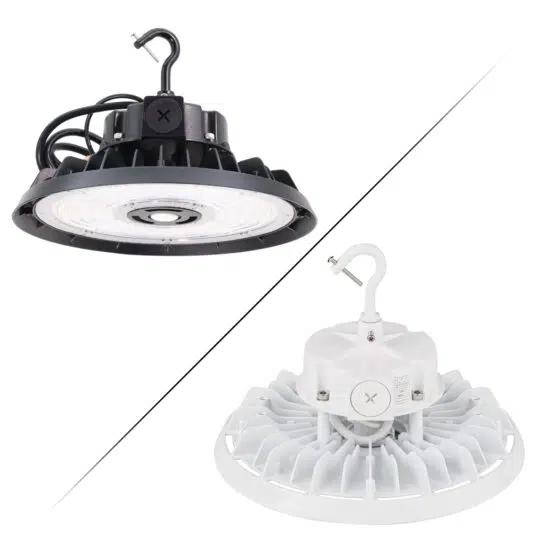 80 / 100 / 150 Watt Adjustable LED UFO High Bay: angled view