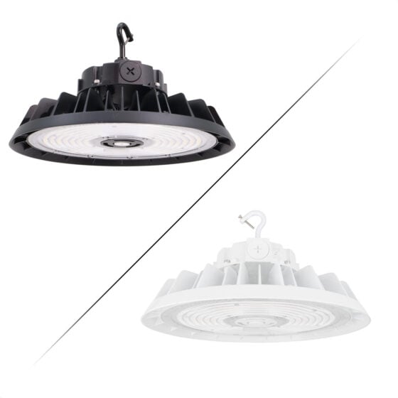 200 / 240 / 320 Watt Adjustable LED UFO High Bay: black and white housing comparison
