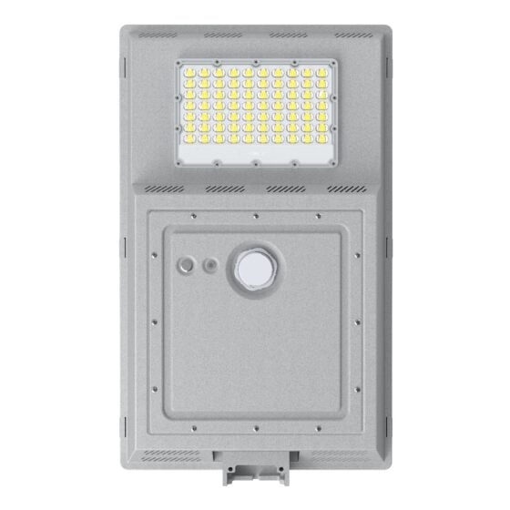 25 Watt Solar LED Area Light: front view with solar panel