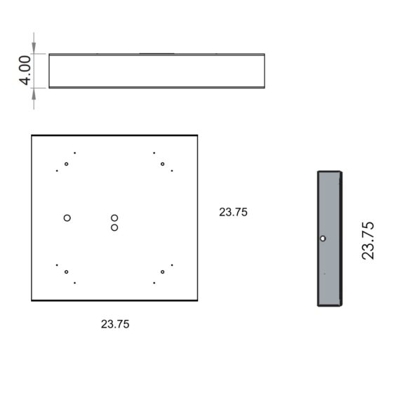 45 Watt Detention Grade Surface Mount 2x2 LED Panel: dimensions illustration