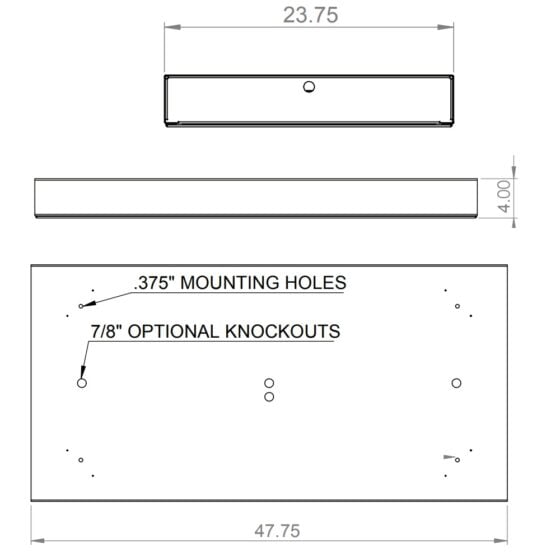 80 Watt Detention Grade Surface Mount 2x4 LED Panel: product dimensions
