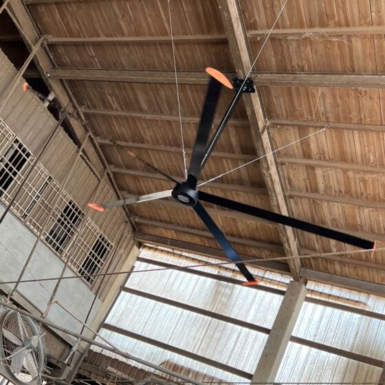 24 Foot HVLS Ceiling Fan: installation in barn