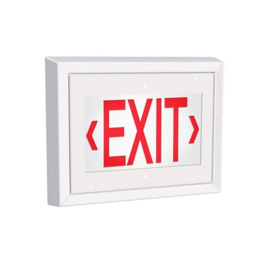 Detention Grade LED Exit Sign: product image with red lettering