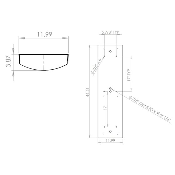 25 Watt Detention Grade LED Wraparound Light: product dimensions view