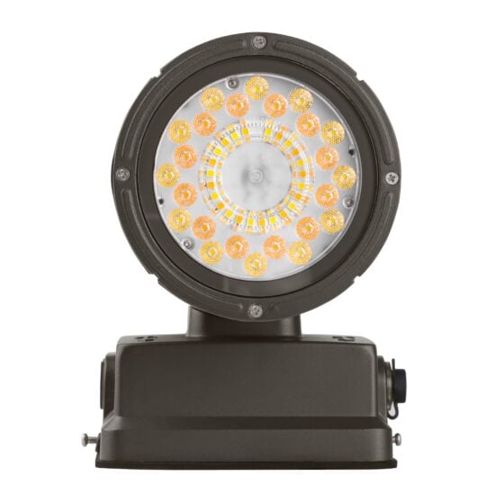 19 / 31 / 38 Watt Adjustable LED Outdoor Wall Sconce: bottom view in bronze finish