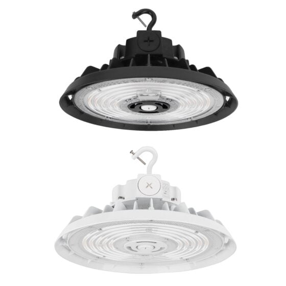 80 / 100 / 150 Watt Adjustable LED UFO High Bay: angled view