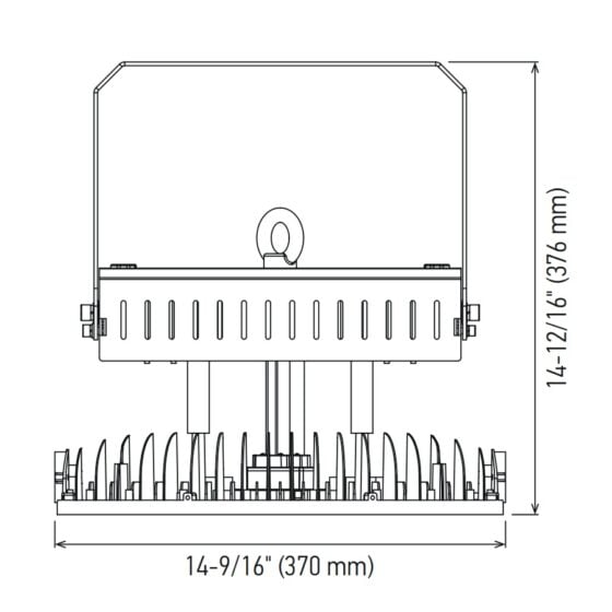 300 / 400 / 500 Watt Adjustable LED UFO High Bay: dimensions illustration