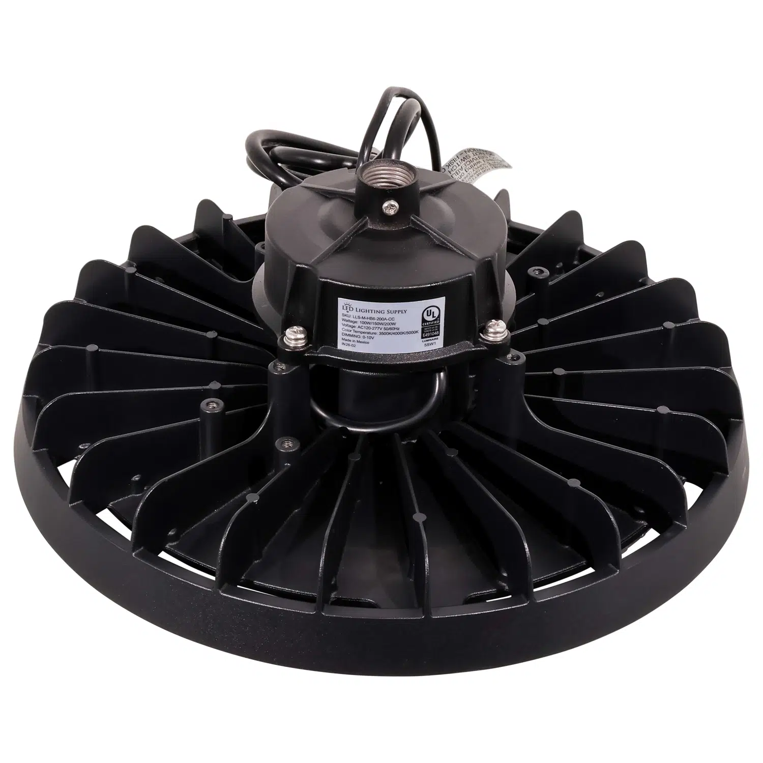 100 / 150 / 200 Watt Adjustable UFO LED High Bay: top-down view