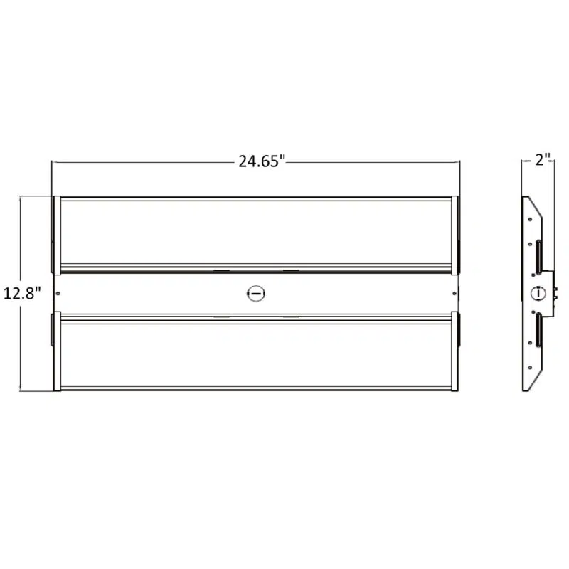 90 / 120 / 165 Watt Adjustable LED Linear High Bay Light: product dimensions diagram