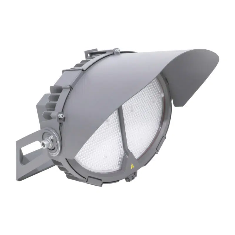 320 / 480 / 640 Watt Adjustable Oval LED Stadium Light: visor angle view