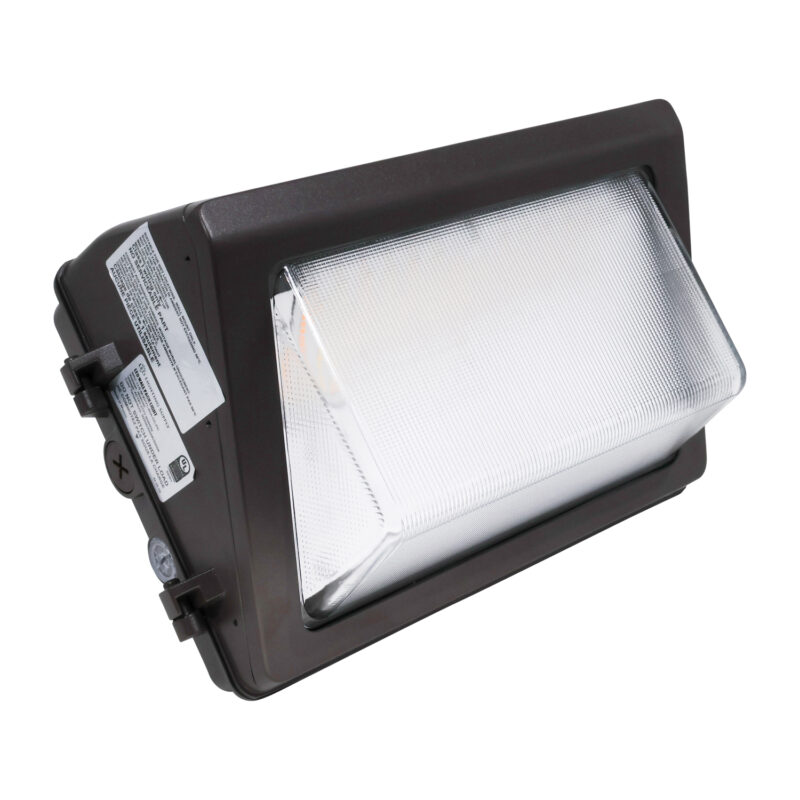 80 / 100 / 120 Watt Adjustable LED Wall Pack: angled view of lens