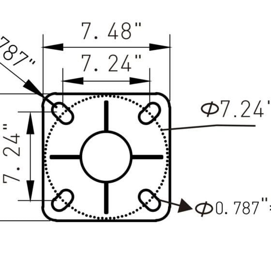 15 Foot Round Steel Light Pole: dimensions diagram