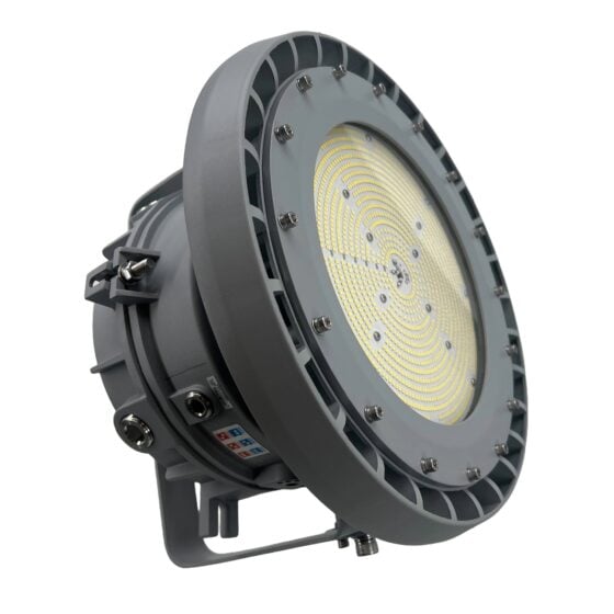 120 / 150 / 200 Watt Adjustable Round Explosion Proof LED Light: side view