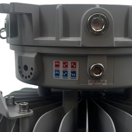 120 / 150 / 200 Watt Adjustable Round Explosion Proof LED Light: control panel close-up