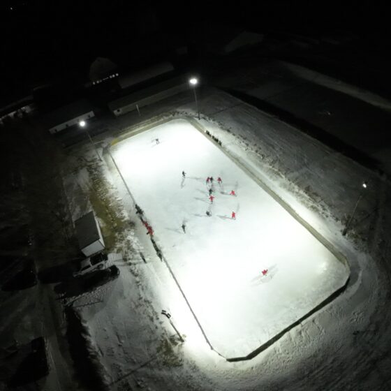 400 Watt LED Stadium Light: installation view at outdoor ice rink