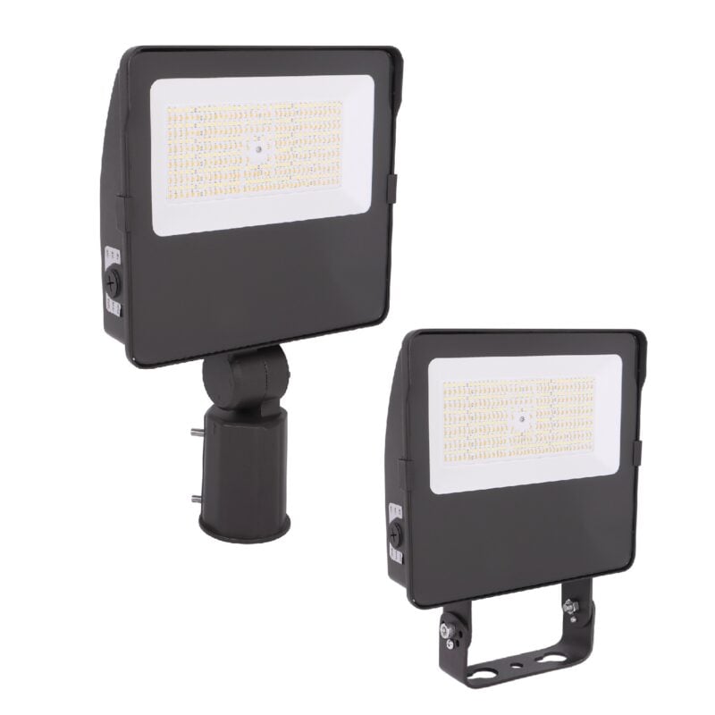 90 / 125 / 155 Watt Adjustable LED Flood Light: slip fitter and yoke mounts