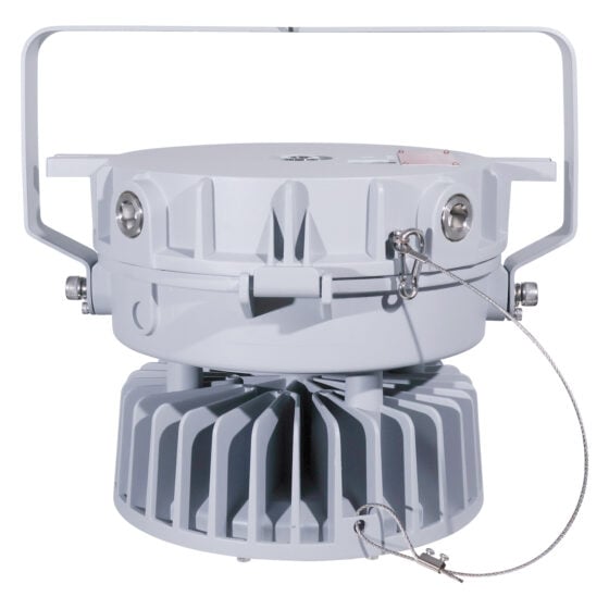 60 / 80 / 100 Watt Adjustable Round Explosion Proof LED Light: angled product view