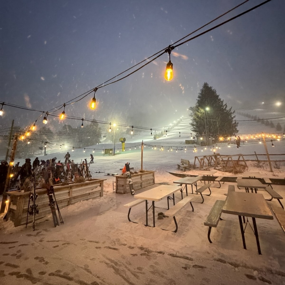 Ski Hill Slopes Lit up with LED Lights