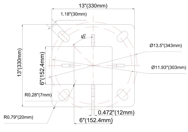 Flange For 39 Foot Square Pole Detailed Dimensions