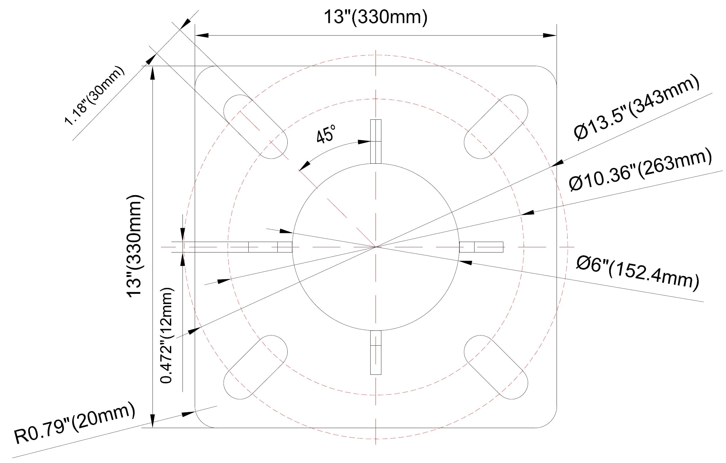 Flange For 6 Inch Round Steel 39 Foot Pole Dimensions Detail