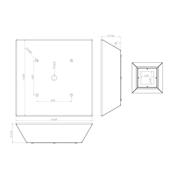 Detention Grade LED Canopy Light Wet Location: dimensions diagram