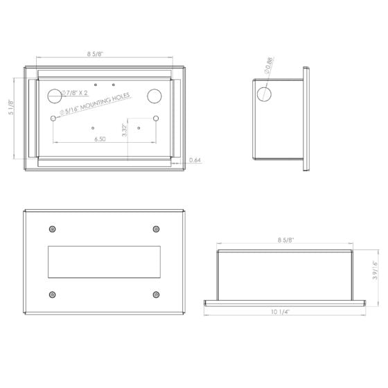 Detention Grade Recessed Low Level LED Wall Light: dimensions diagram