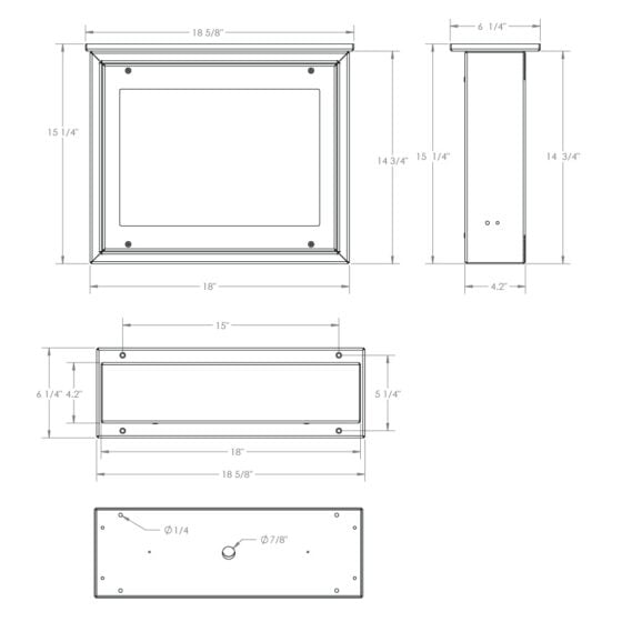 Detention Grade LED Exit Sign New York City Approved: dimension diagram